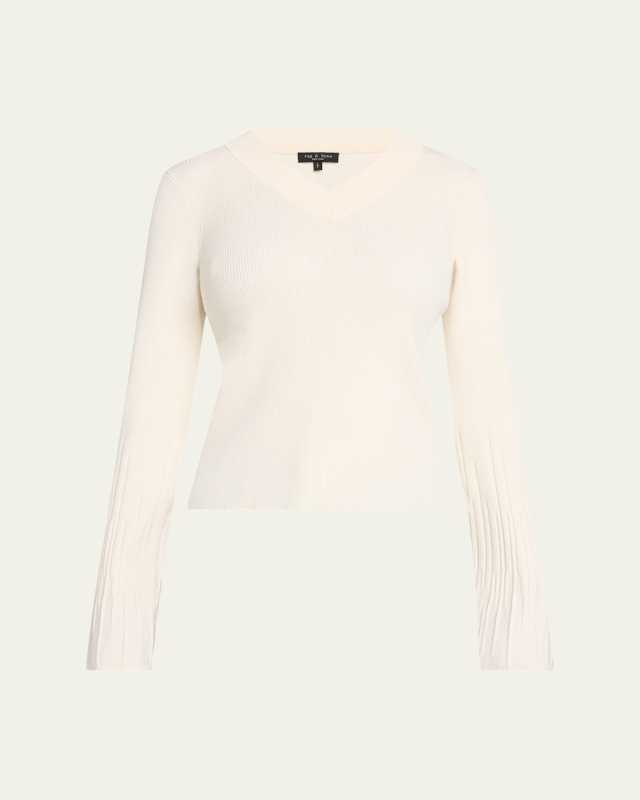 Austen Ribbed V-Neck Top